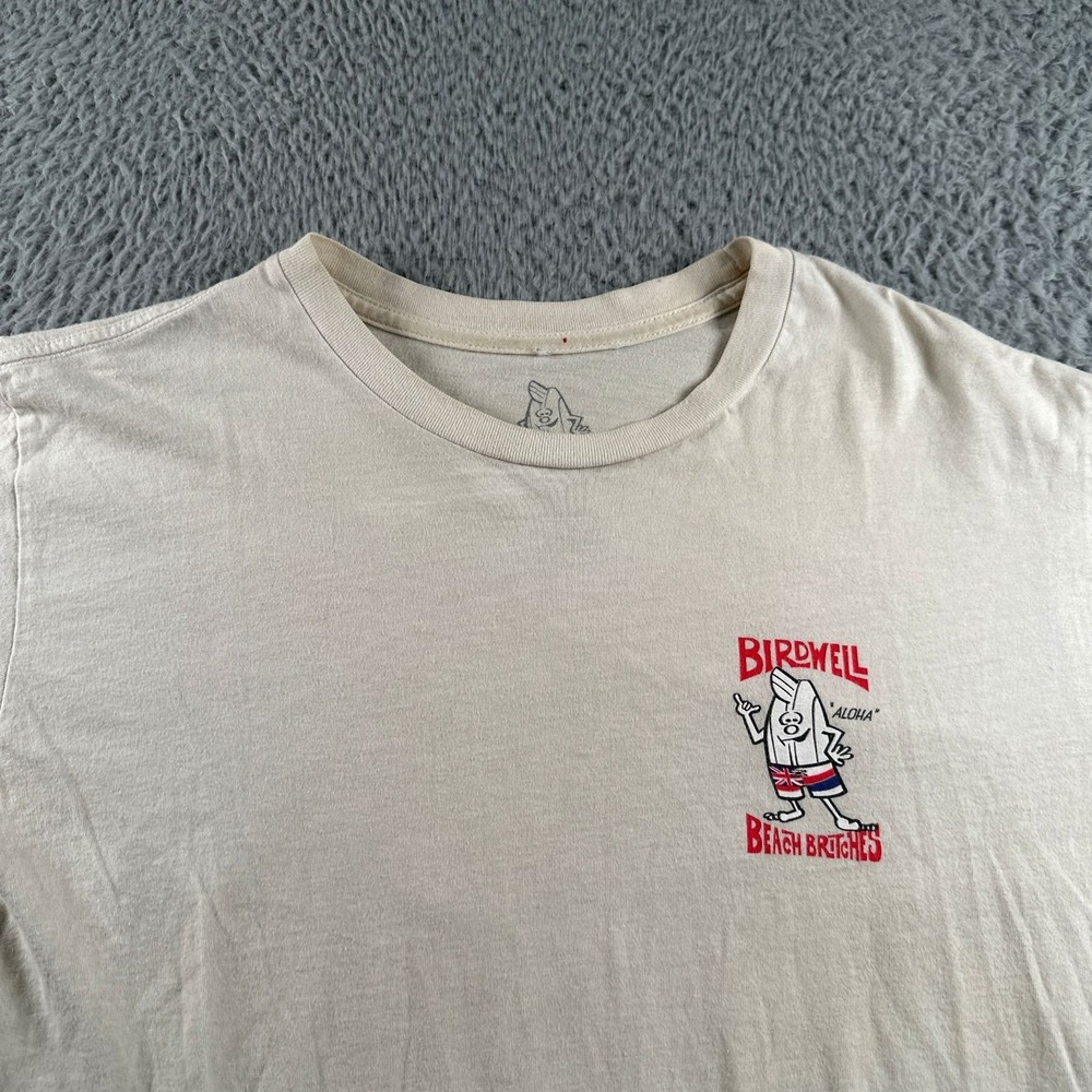 Birdwell Beach Britches T-Shirt Mens S Cream Beach Graphic Surf Short Sleeve USA - Picture 2 of 7